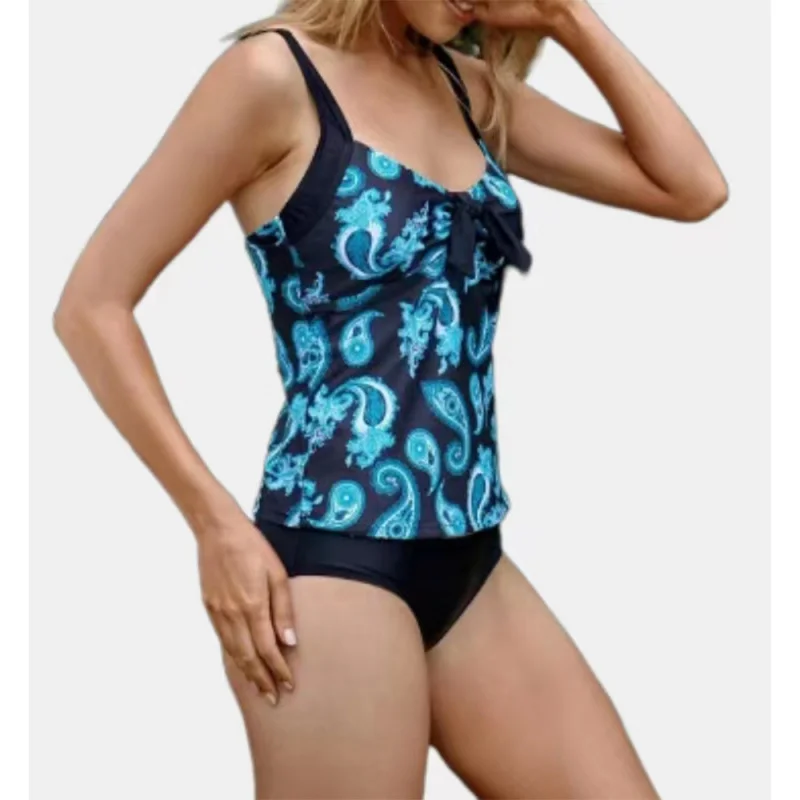 여성용 투피스 수영복 새로운 Tankini Strap 보수적 인 여성용 수영복 Backless Two Piece 수영복