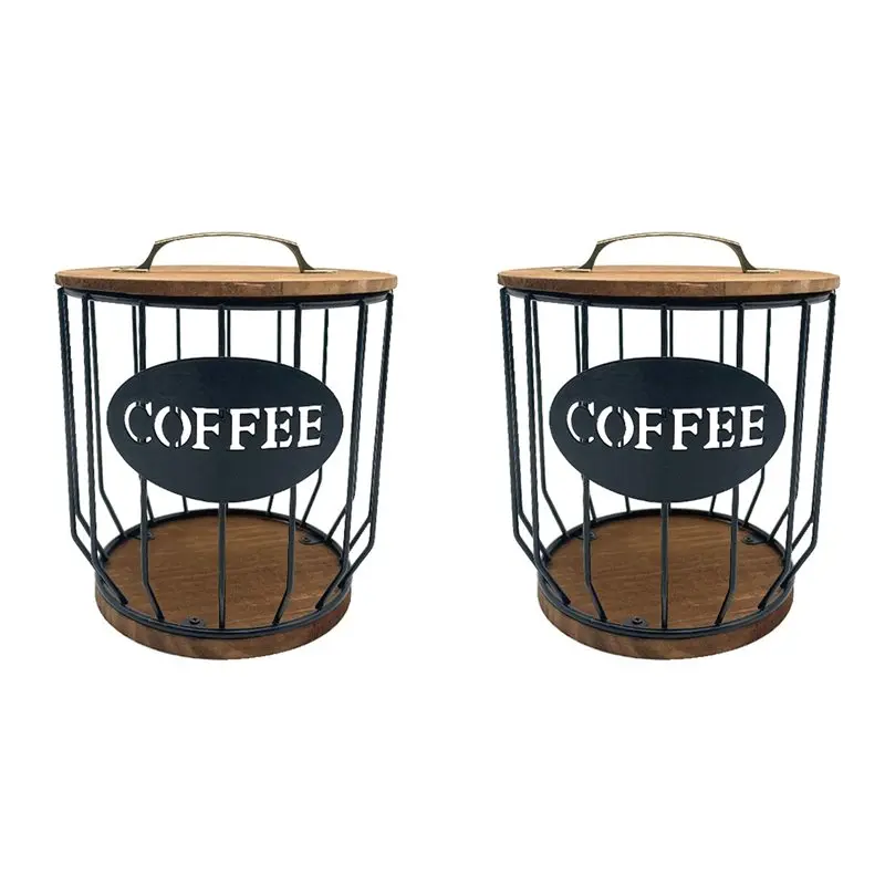 ABZS 2X Hollowed Coffee Capsule Storage Basket Fruit Coffee Pod Organizer Holder For Home Cafe Hotel Black