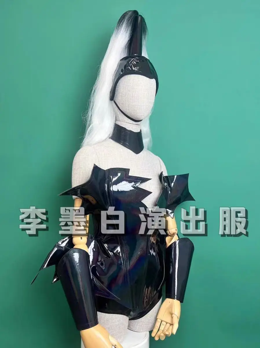 Kostium na Halloween, seksowna, lakierowana zbroja, strój interaktywny na występy, do baru, klubu nocnego, dla wokalistki, na scenę taneczną.