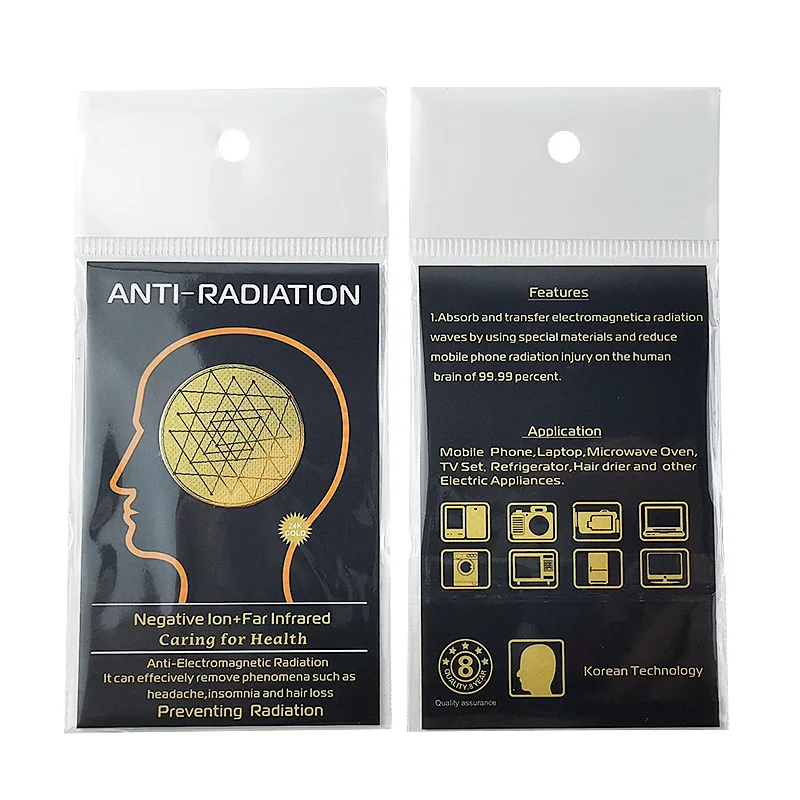Customized Radiation Energy Phone Sticker 24k Metal Irregular Negative Ion Mineral Energy Patch