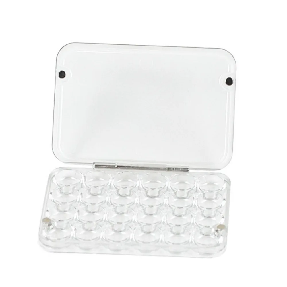 Portable 24 Grids Mini Watercolor Palette Acrylic Transparent Watercolor Paint Tray Empty Sealed Paint Box Travel