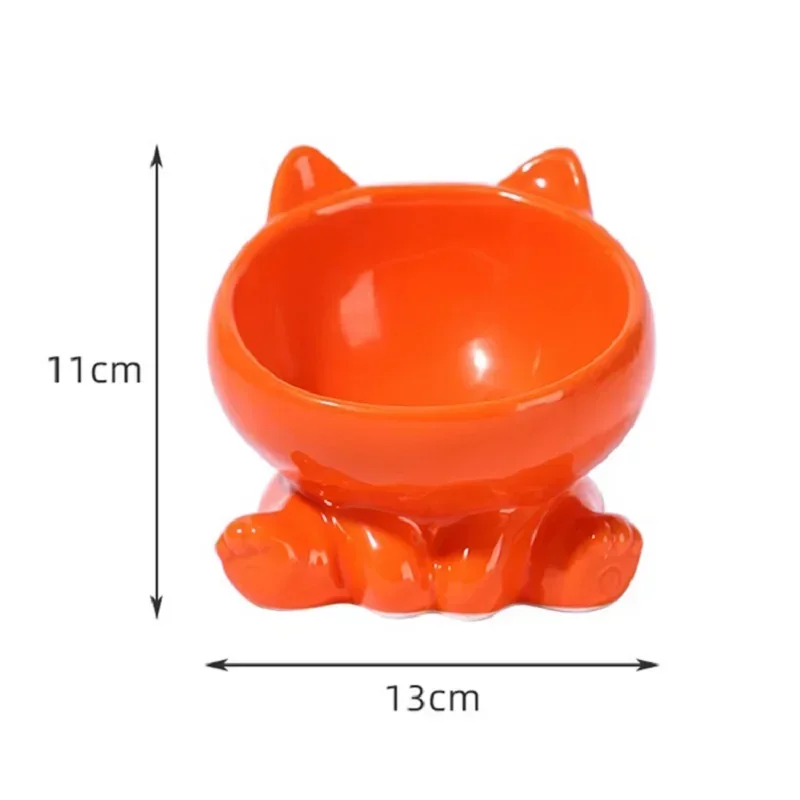 Cat Bowl Pet Accessories Ceramic Diagonal High Feet Cute Protection Cervical Spine Dog Bowl Drink Water Pet Supplies