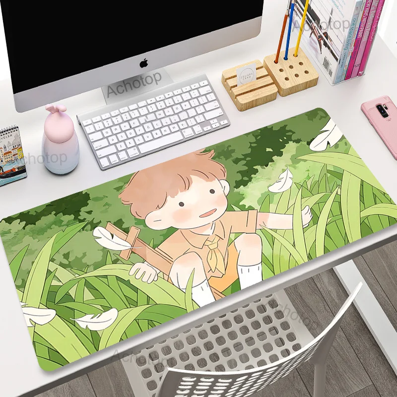 

Spring Green Mouse Pad Kawaii Desk Accessories Gamer Keyboard Mat Deskmat Computer Desks Gaming Laptops Pc Cabinet Mice Mousepad