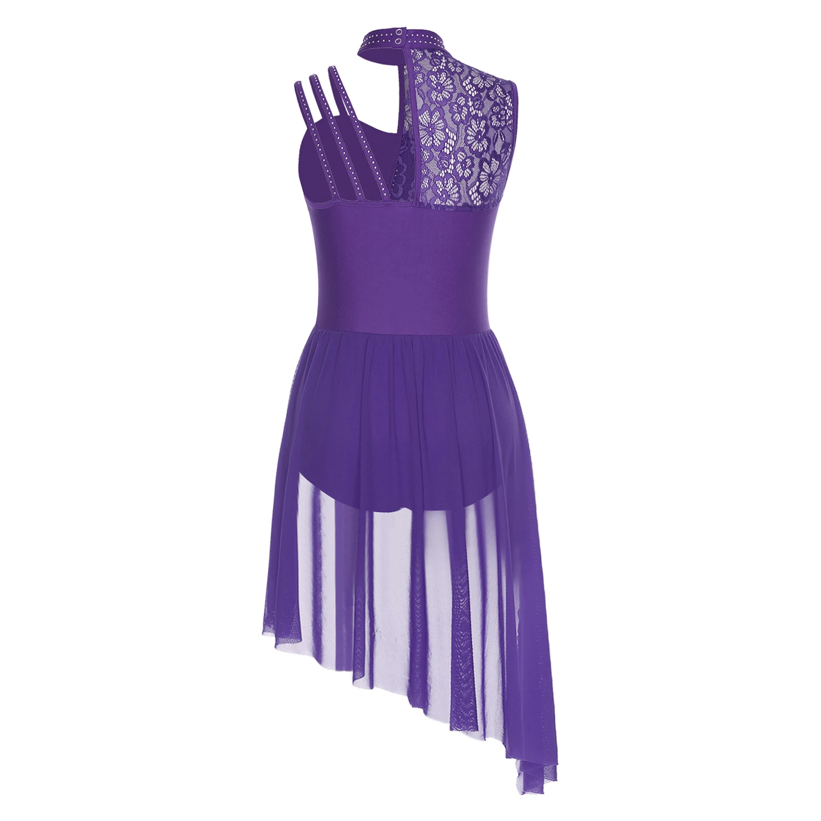 Bühnenauftrittskleidung Damen Asymmetrisches Leotard Ballettkleid Gymnastik Lateinamerikanisches Tanzkostüm Lyrisches Tanzkleid Tanzbekleidung – Detail 3