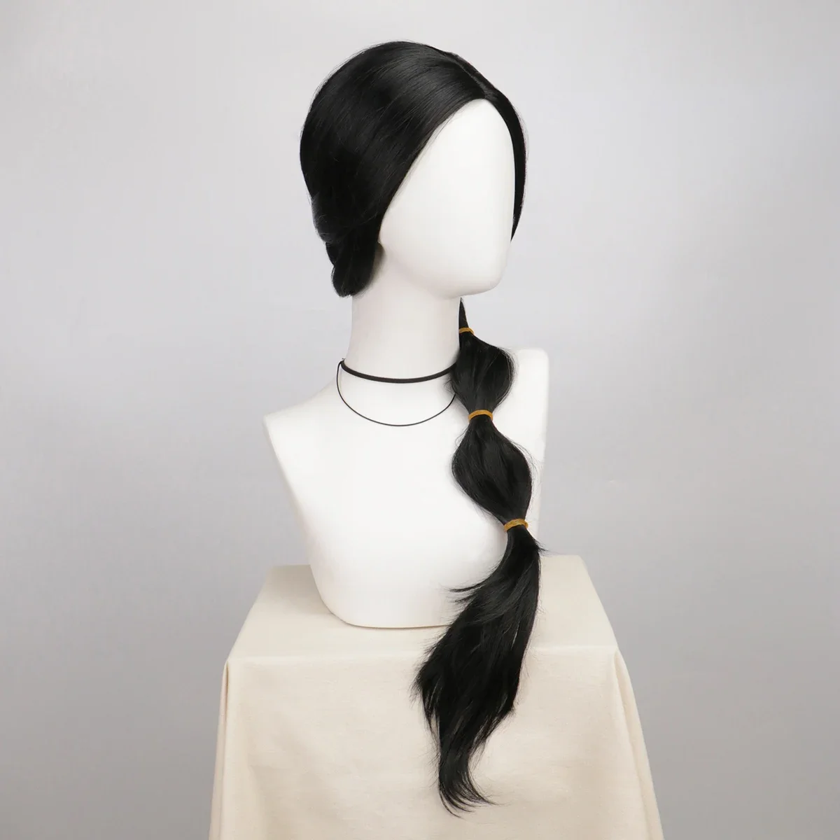 애니메이션 알라딘 가발 코스프레 자스민 블랙 웨이브 코스프레 가발 파티 합성 헤어 의상 소녀용