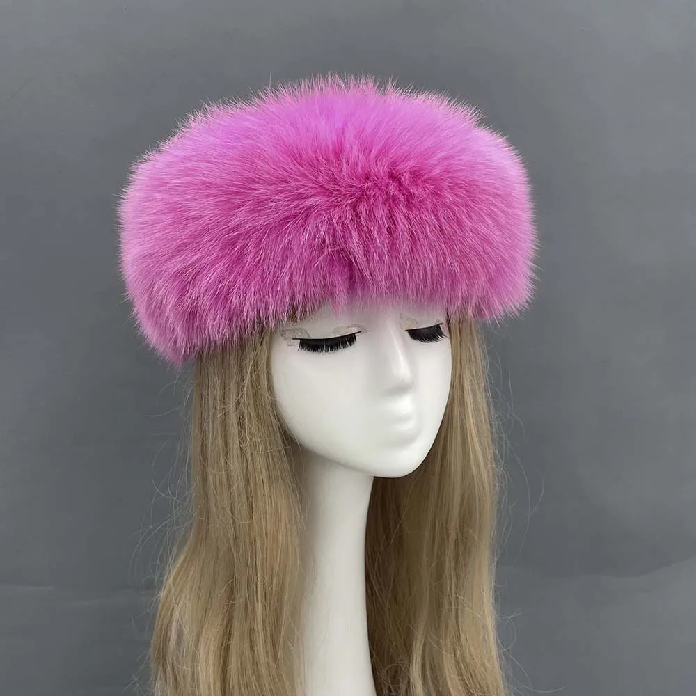 MISSJANEFUR Fur Headband Women 2022 Russia Luxury Fashion Real Fox Fur Headwear Party Outdoor Ski Warm Earwarmer Winter Hat