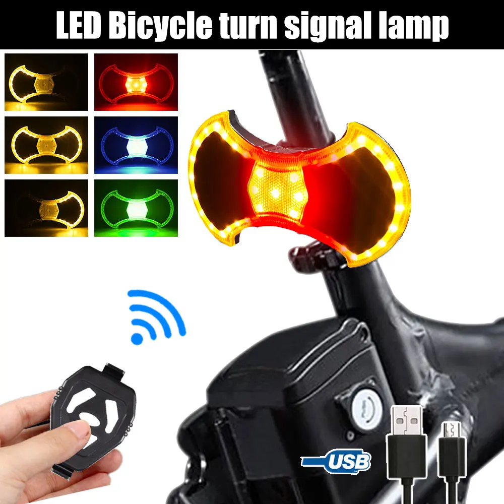 

Wireless Remote Control Bike Lamp USB Rechargeable Bicycle Taillight Scooter Steering Lamp Safety Warning Turning Signal Light