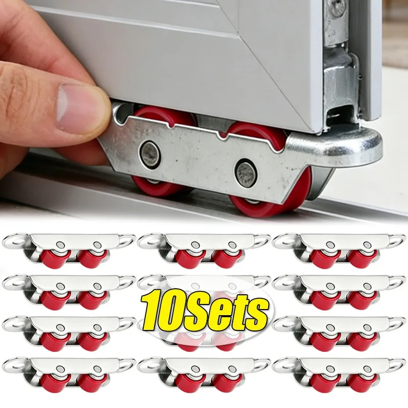 

10/1Set Window Door Rollers Kits Replacement Double-Wheel Sliding Shower Door Roller Bearing Wheel Runners Hardware Supplies