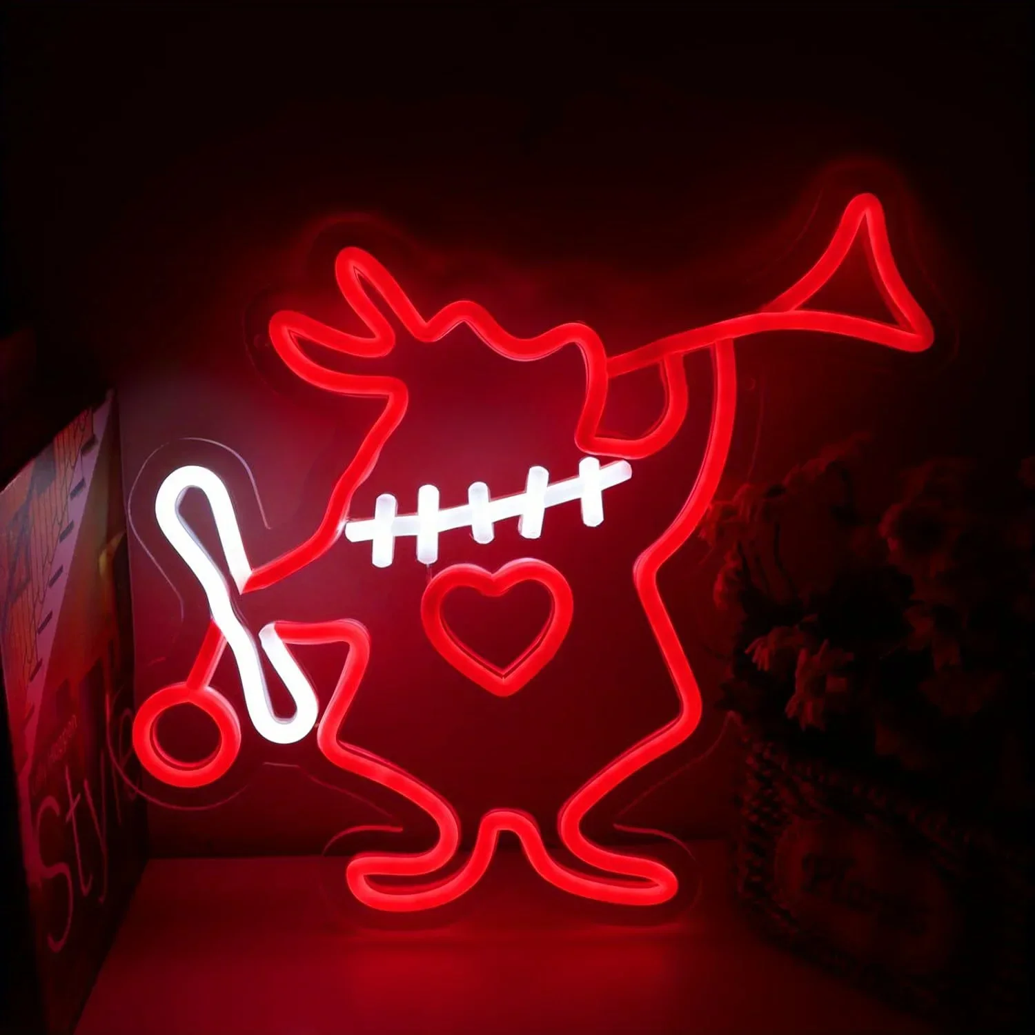 -スタイリッシュなバニーホーンネオンサイン-usb調光可能ledネオンライトサイン-ウォールアート装飾-ゲームルーム-寝室-パーティー-誕生日プレゼントに