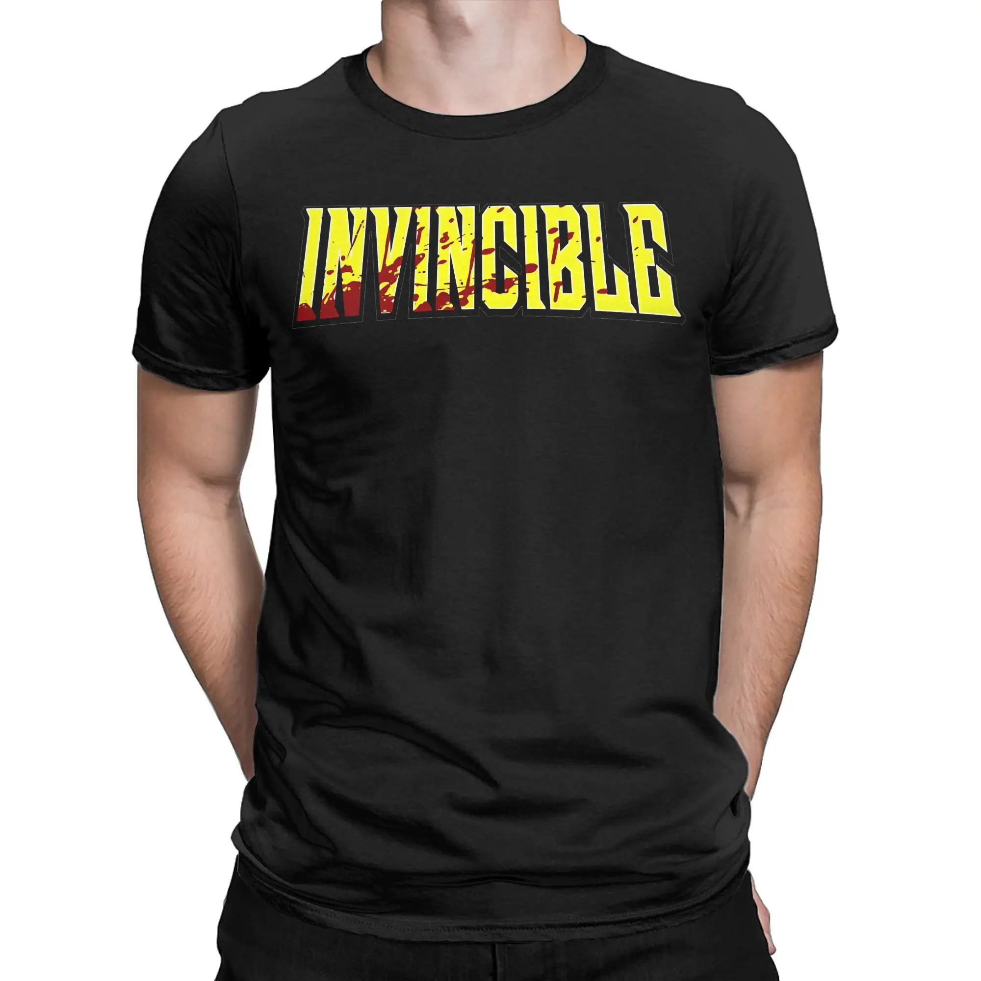 

Men Women Graphic Printing INVINCIBLE Blood Stained logo Tee T Shirt Pure Cotton T-shirts Clothing