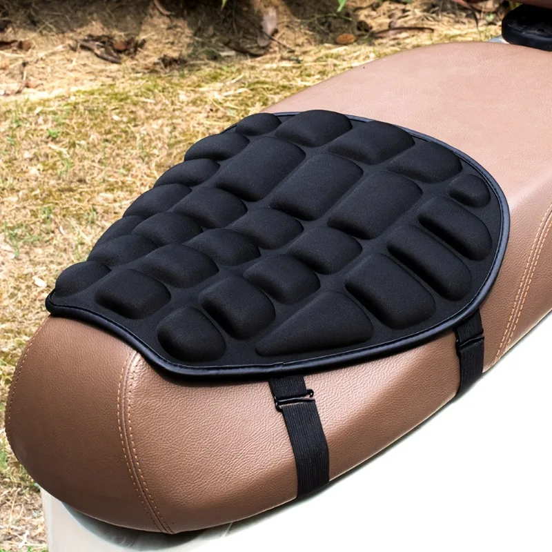 1PC Washable Soft Sponge Motorcycle Seat Cushion Anti-Slip Shockproof Pad with Fixing Straps