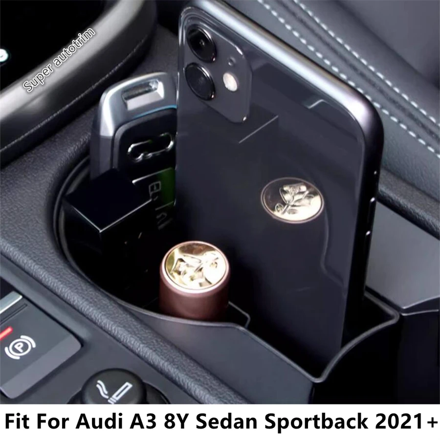 

Car Central Console Water Cup Storage Box Card Slot Coin Phone Container Accessories For Audi A3 8Y Sportback Sedan 2021 - 2024