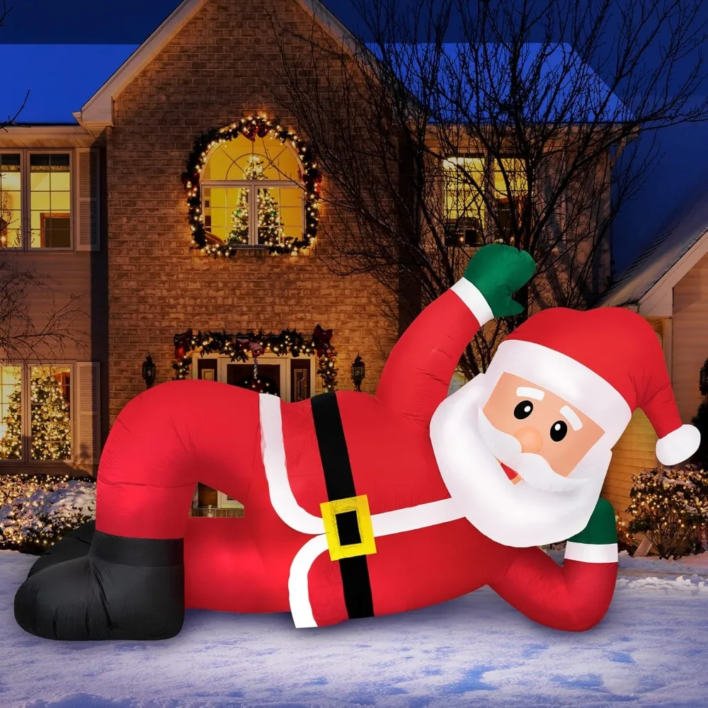 Christmas Inflatables Large 10 ft Lounging Santa - Inflatable Outdoor Christmas Decorations Blow Up X-mas Decorations