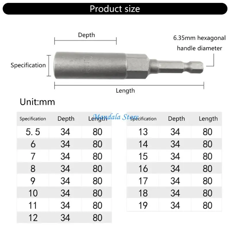 U2JC Hexagonal Socket 5.5-19mm for Quick Assembly Disassembly in Various Applications