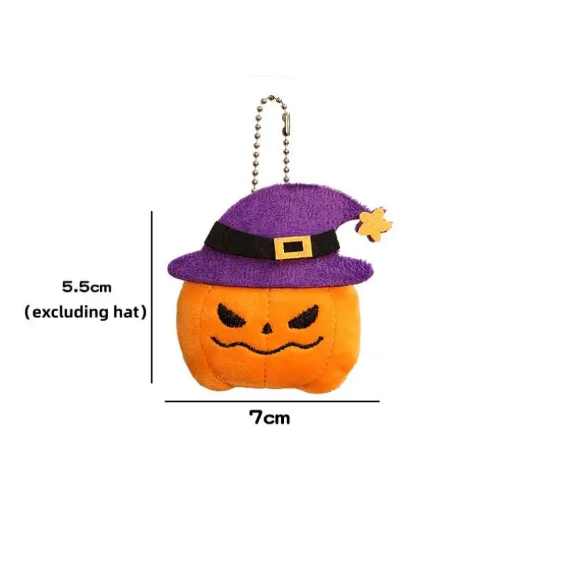 Halloween-Plüsch-Schlüsselanhänger für Damen, Kürbis, Geist, Fledermaus, Hexenhut, Cartoon-Taschenanhänger, Dekoration, Partygeschenke, Accessoires – Detail 8