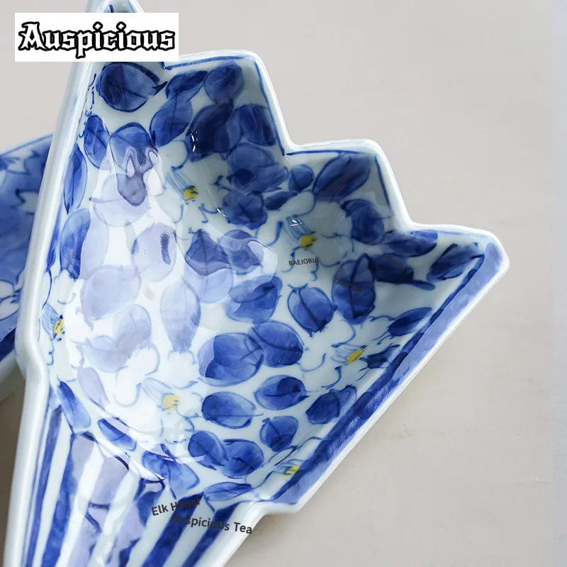 ZAEYORIA Arita-yaki Fan-shaped Multi-purpose Serving Plate Rice Plate Candy Bar Dish Hot Pot Fish Ramen Tray Cuisine Serveware