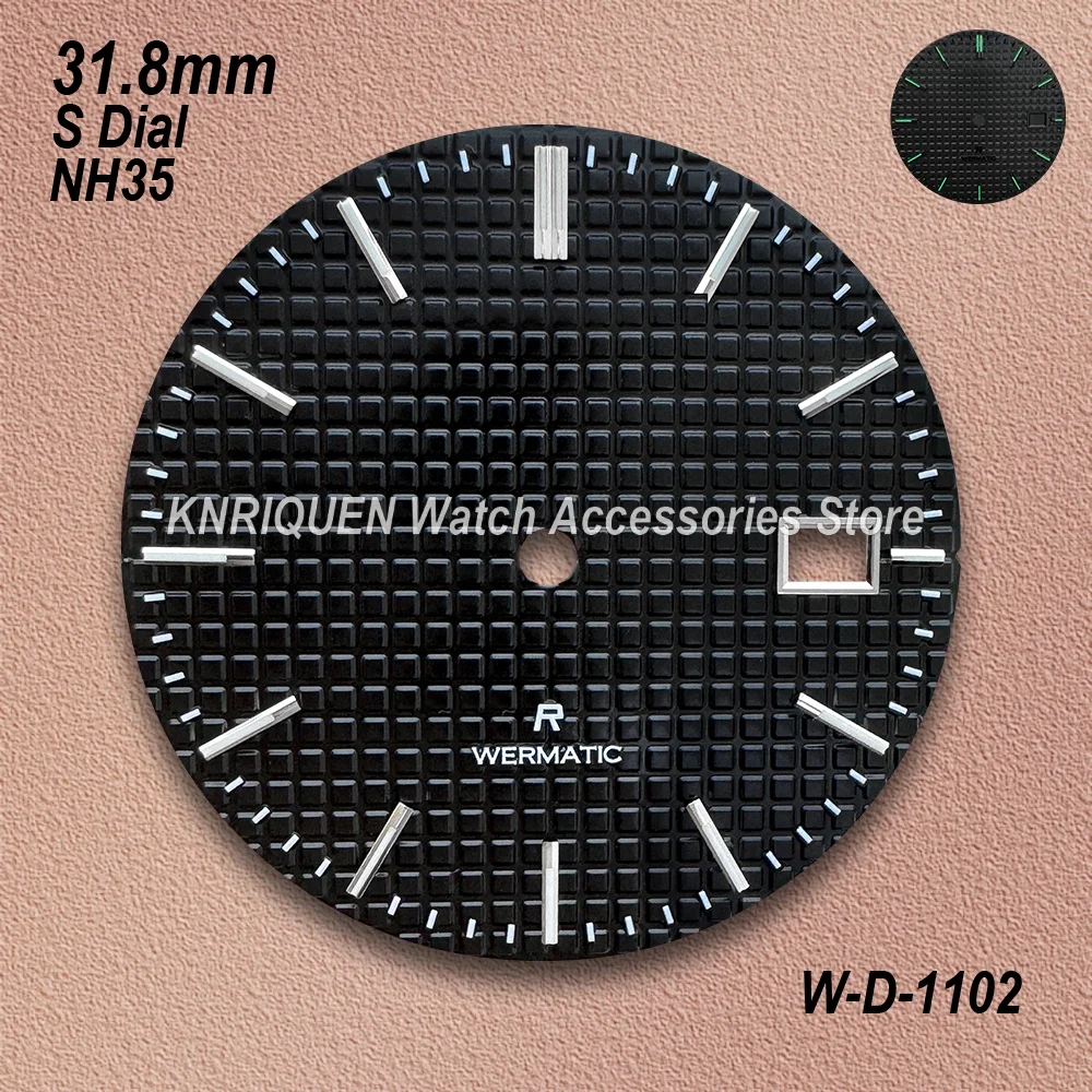 31.8mm S Logo Dial Fit NH35/NH36 Japan Movement Green Luminous New Oak Watch Modification Accessories