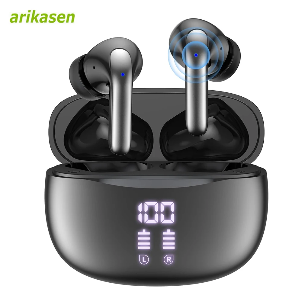 

Wireless Bluetooth 5.3 Earphones IPX5 Sweatproof True Wireless Headphone TWS Earbuds 40H Playback with LED Display Charging Case