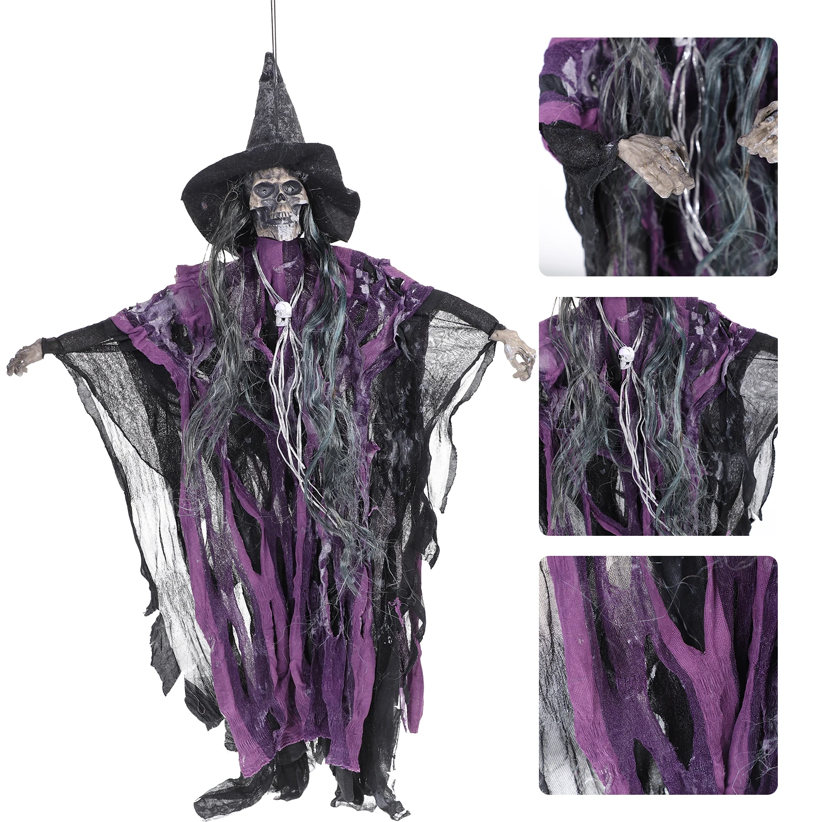

Voice Controlled Screaming Witch Hanging Ghost Halloween Decor Resin Glowing Eyes Outdoor Indoor Prank Prop Party Yard