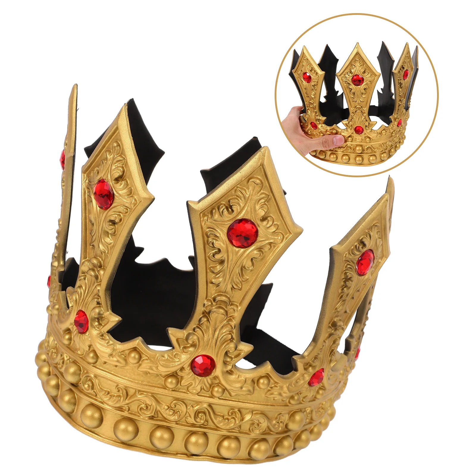 Regulowana korona króla z kryształkami dla mężczyzn, średniowieczna ozdoba głowy, akcesoria do kostiumów na urodziny, wesele, Halloween.
