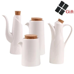 White Porcelain Olive Oil Pot Sauce Vinegar Salt Spices Seasoning Can Bottle Gravy Boats Kitchen Cooking Tools Storage Organizer