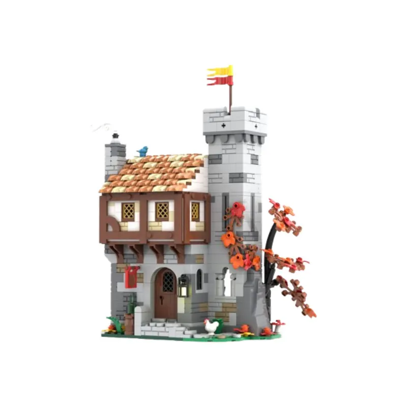 

MOC867pcs Средневековый замок таверна DIY сборка мелких частиц строительные блоки развивающая игрушка модель подарочный набор орнамент