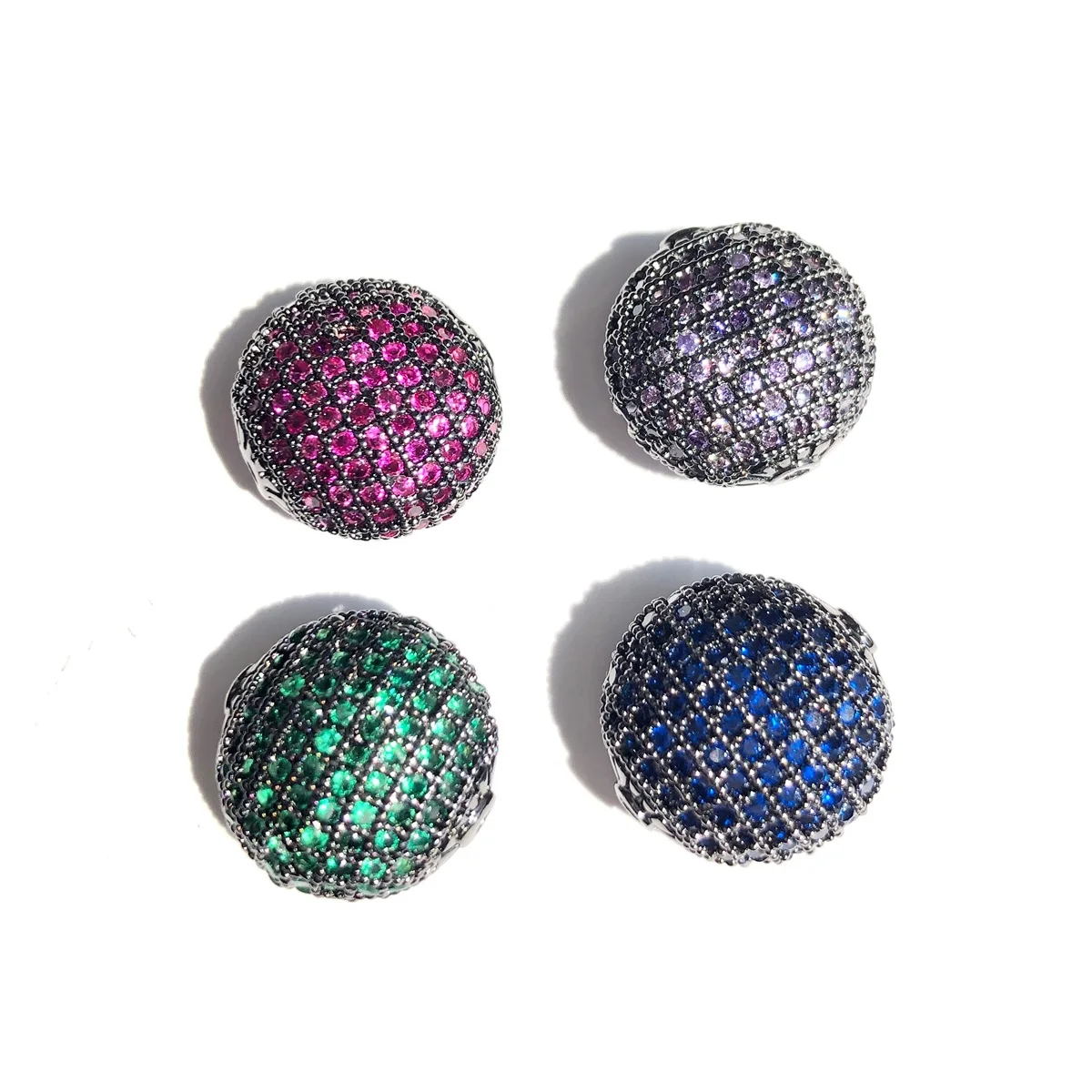 5 piezas de cuentas de circonita en colores fucsia, verde, azul y morado, con baño de oro de 18 quilates, para usar como separadores en pulseras, collares y pendientes, y como accesorios para la creación de joyas.