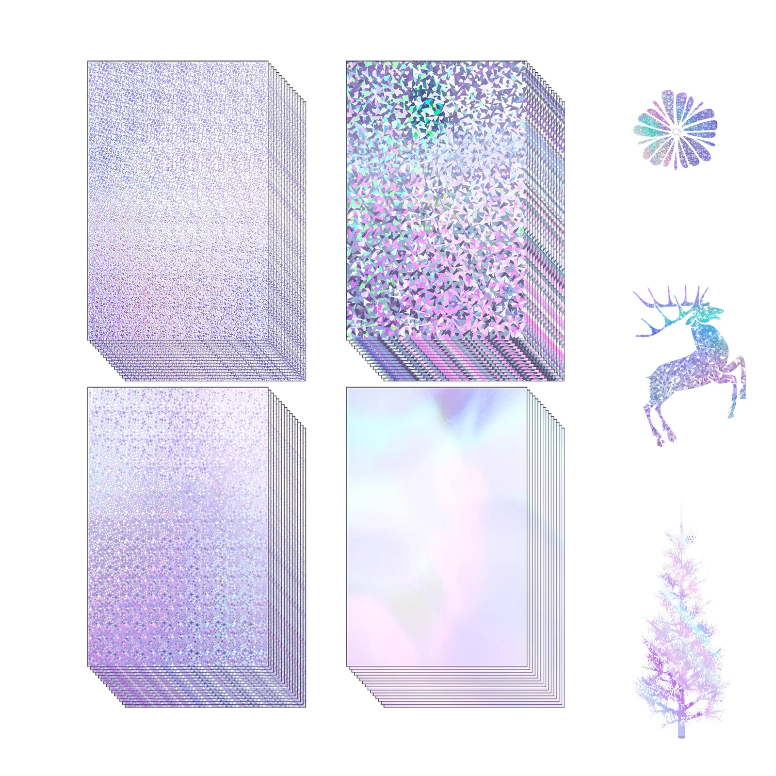 24 Sheets Holographic Cardstock 8.5 x 11, 250gsm Metallic Cardstock Glitter Shiny Iridescent Mirror Paper for Crafts, Card Makin