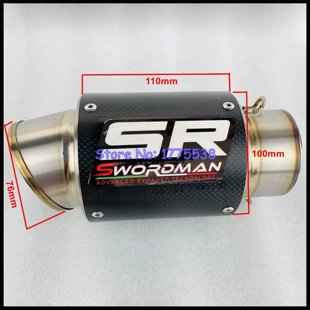 51mm 61mm 63mm 65mm Motorcycle Exhaust Escape Moto Carbon Titanium Muffler for S1000RR CBR1000 Z900 RC390 MT07 MT09 R25 R6 Z750