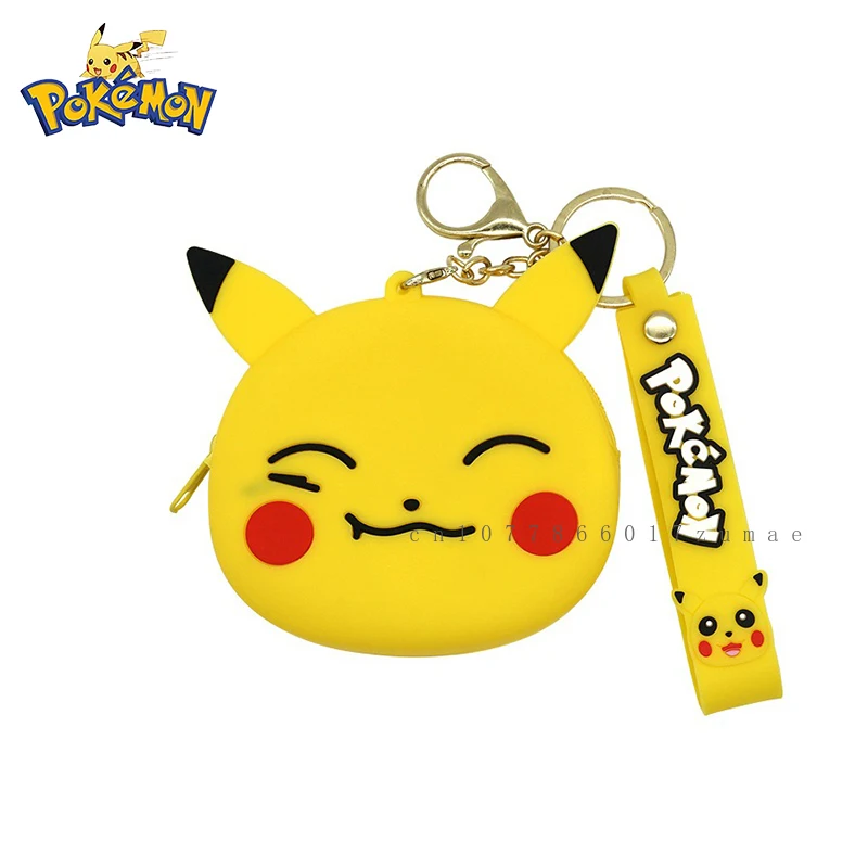 Sac porte-clés en silicone Pokemon Anime pour enfants, Pikachu, sac à main Messenger, figurines de dessin animé, jouets modèles, petit rangement, joli cadeau de mode