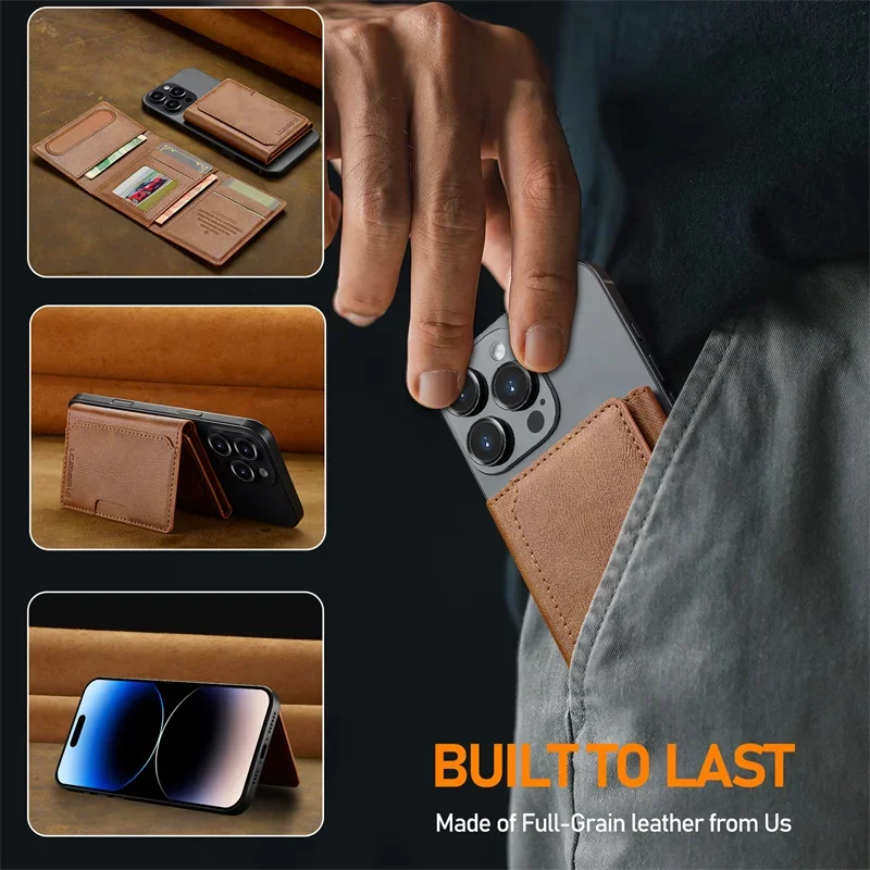 EUCAGR Luxus-PU-Ledertasche, Geldbörse, magnetisches Kartenetui für alle Magsafe-Funktionen, Kartenetui aus PU-Leder