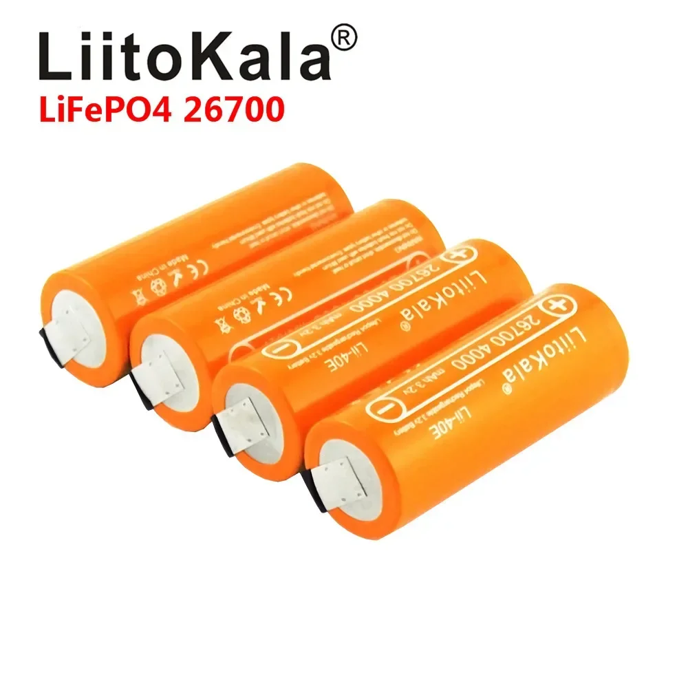 LiitoKala 3.2V 26700 4000mAh LiFePO4 bateria 35A ciągłe rozładowanie maksymalnej dużej mocy + niklowane arkusze