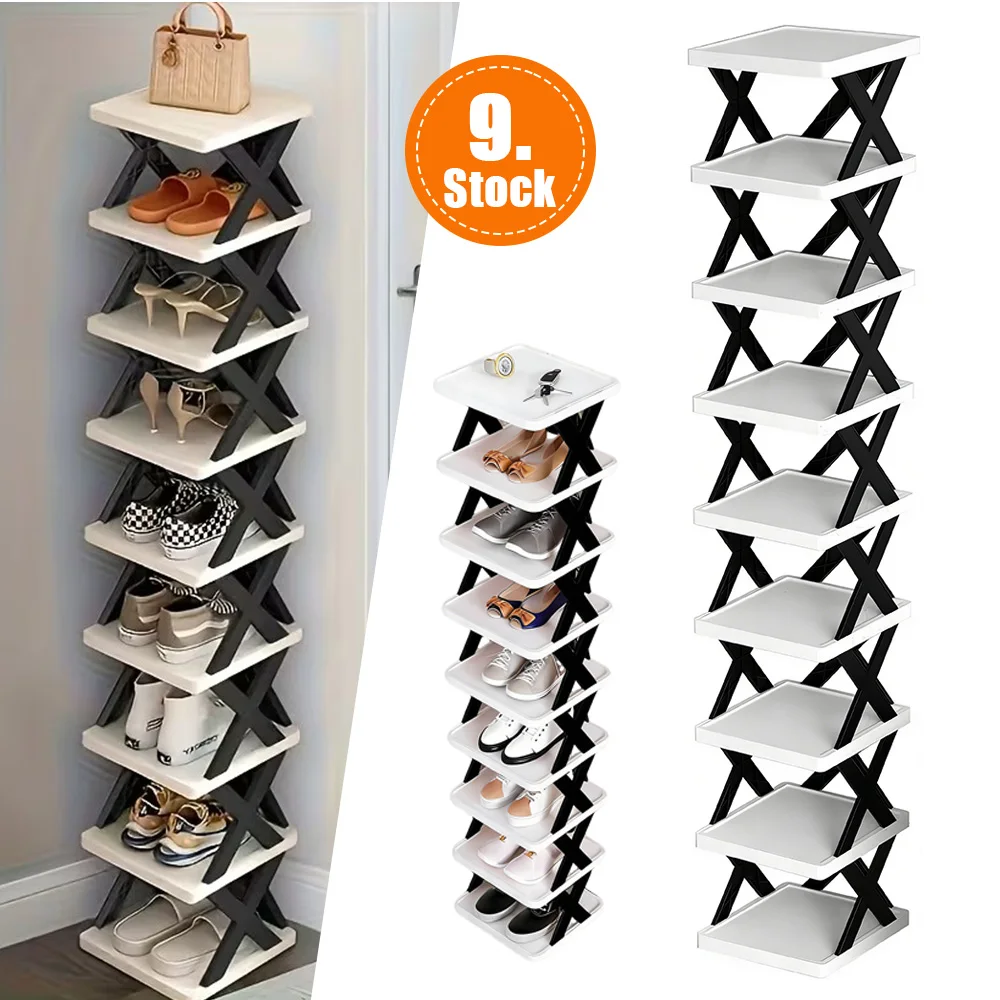 Hochkapazitäts-Schuhaufbewahrungsturm mit 9 Ebenen und Schnappverschluss-Design, tragbarer Schuh-Organizer für Schränke und Garderoben, ideal für Wohnungen und Studentenwohnheime