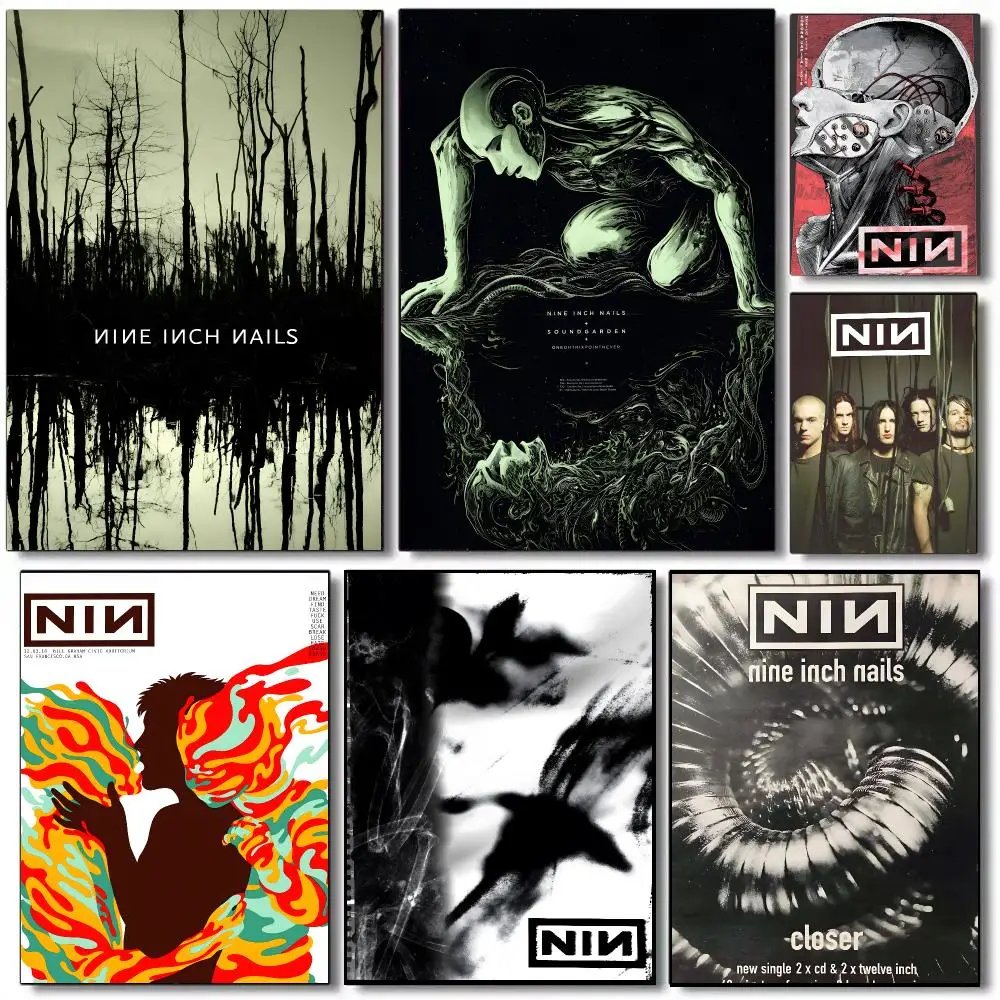 Nine Inch Nails Band Industrial Rock Poster Self-adhesive Advanced Aesthetic Printing Paper Wall Art for Living Room Home Decor