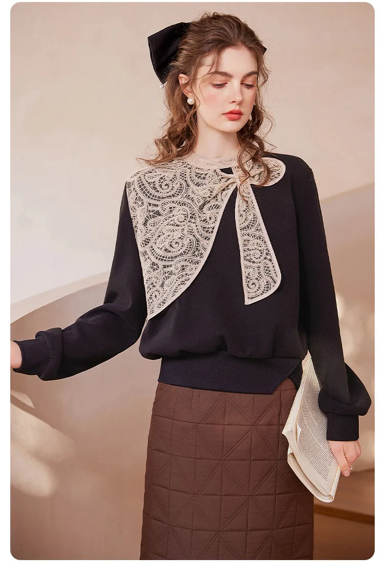 LOUIS YAO 2025 Winter Thick Velvet Hoodie with Stylish Design Contrasting Color Patchwork Micro Elastic Women's Hoodie