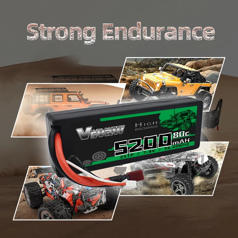 7.4V 80C 2S 5200mAh リポバッテリー RCカー用 ハードケース付き EC5プラグ付き FPVドローン バギー トラギー レーシング ホビー RCモデルパーツ