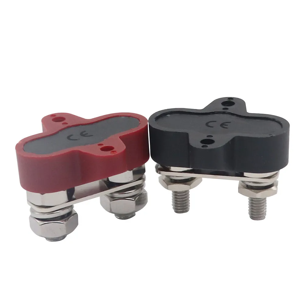 Dual Terminal Studs Connecting Link M8 Red Black Heavy-Duty Surface Screw Installation Glass Fiber Nylon Base Truck Car Boats