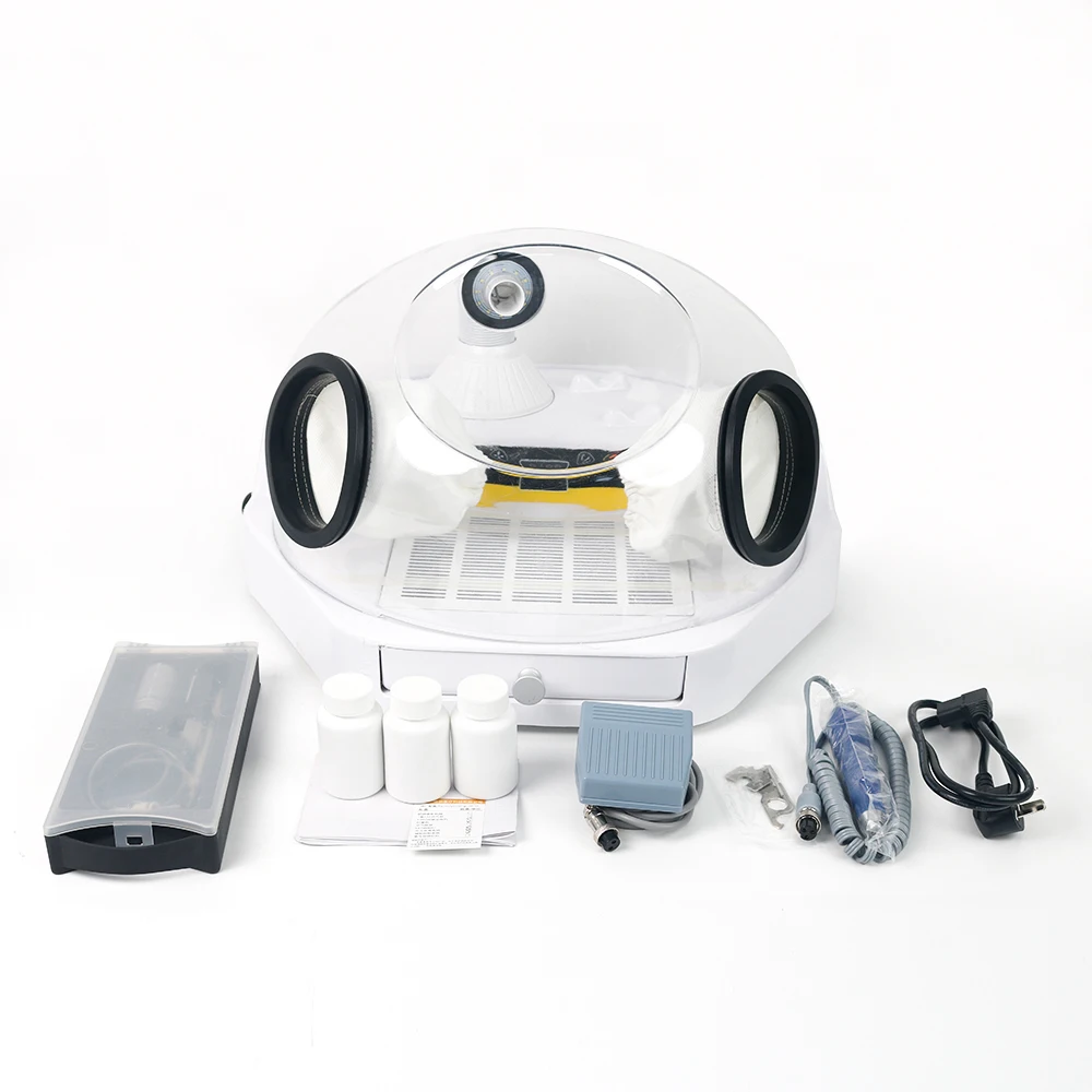 

4-in-1 LED Lighting Dental Laboratory Brushless Micro Motor Sandblasting Pencil and Vacuum Cleaner System Machine