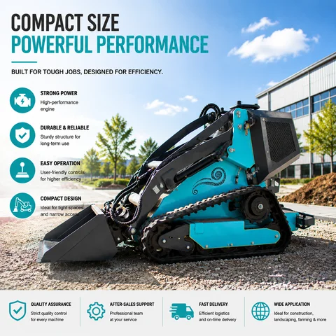 CE Certified Mini Crawler Loader Compact Track Skid Steer Loader Hydraulic Machine with Bucket for Garden Farm Applications