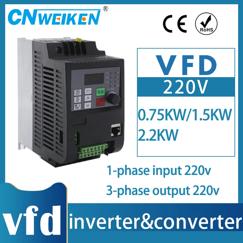 Imagem -03 - Conversor de Frequência de Vfd 5.511kw Entrada Monofásica 220v e Saída Trifásica 220v 380v