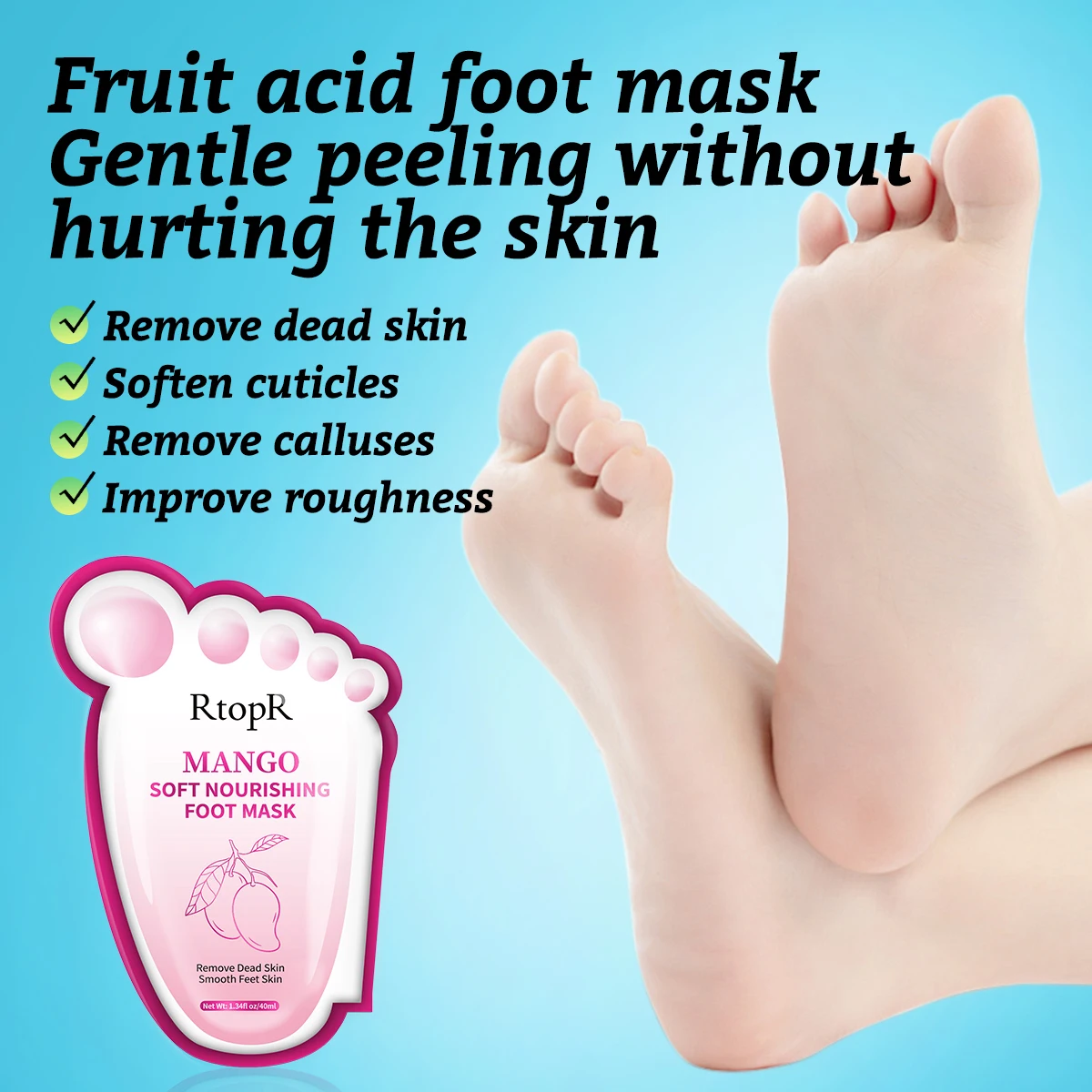 1Bag Mango Foot Mask Peel Dead Whitening Moisturizing Exfoliating Renewal Pedicure Remove Dead Skin Heel Socks Peeling Foot Care