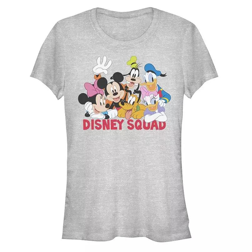 

Disney Squad T Shirt Gray Cotton Short Sleeve Tops Mickey Minnie Pluto Goofy Donald Print for Kids Women 2025 Summer Cartoon