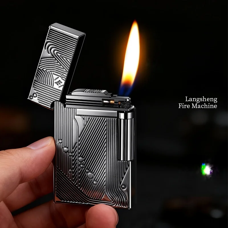

New Vape Lighter Mermaid Metal Engraving Loud Sound Oblique Fire Open Flame Grinding Wheel Lighter Men's Creative Gifts