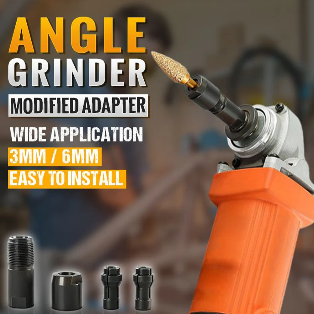 3+6mm Angle Grinder Modified Adapter to Straight Grinder Chuck for 100-type Angle Grinder M10*1.5 Thread Cutting Woodworking Too