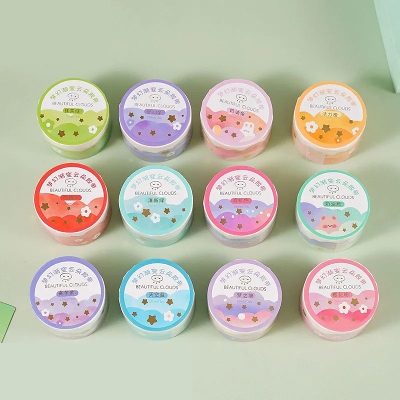 48 pcs/lot 25mm*2m Kawaii Rainbow Cloud Washi Tape Decoration Stickers Scrapbooking Adhesive Masking Tape Stationery Supply