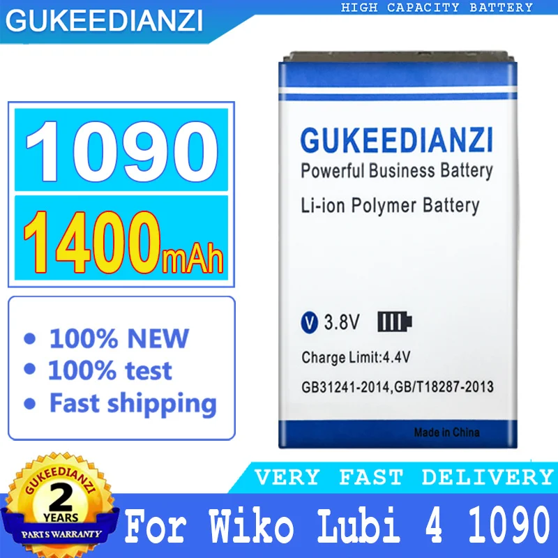 1400mAh GUKEEDIANZI Battery For Wiko Lubi 4 1090 lubi4 Big Power bateria