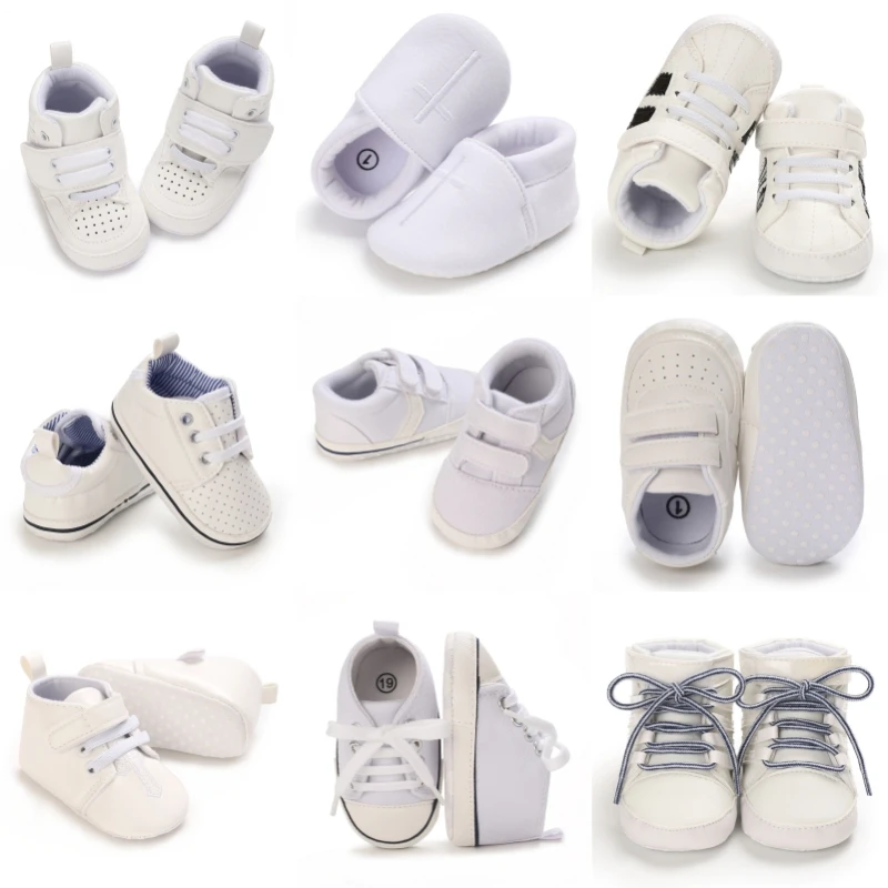 

Spring and Autumn Baby Sneakers 0-12 Months White Christening First Walking Shoes