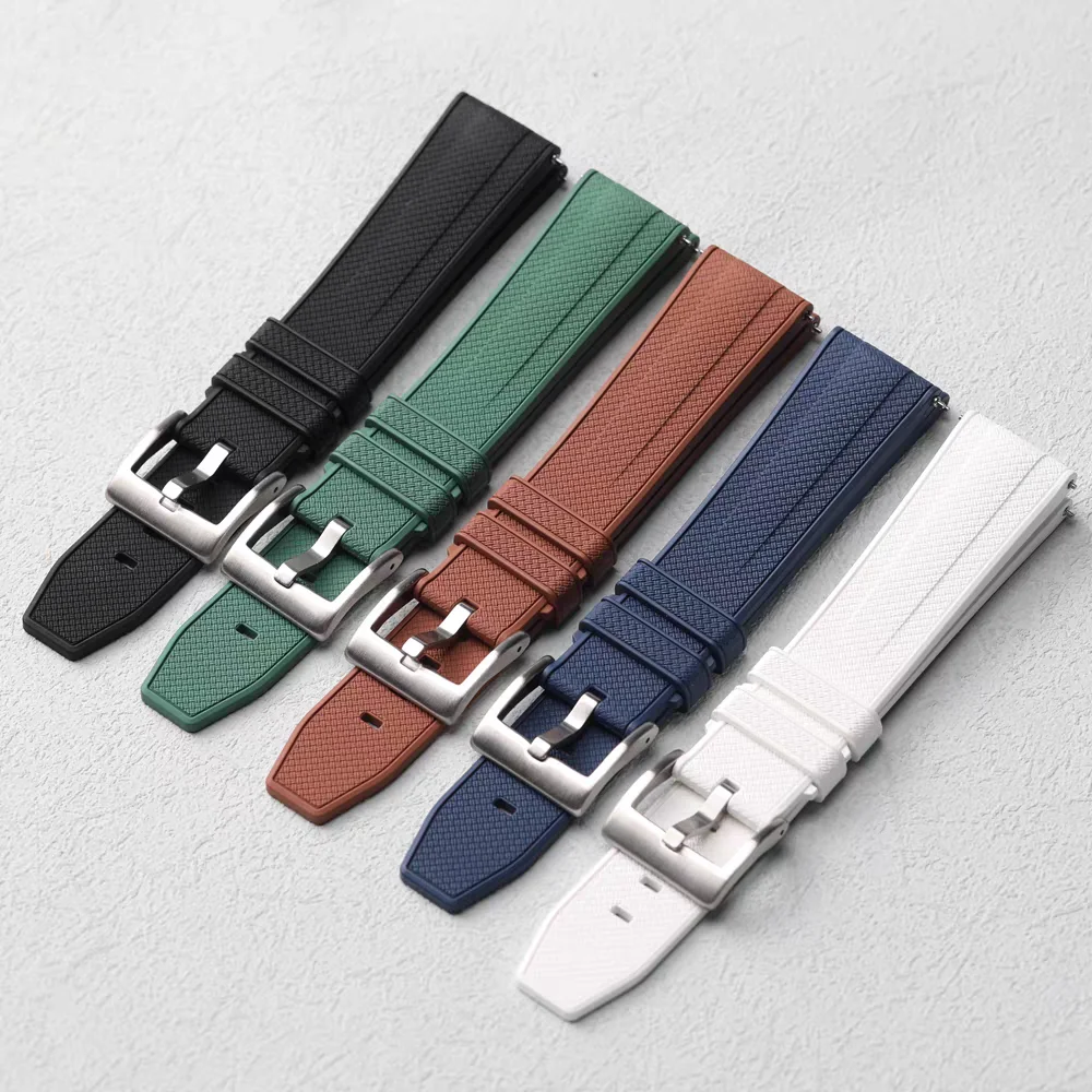 

20mm 22mm FKM Rubber Watch Strap Quick Release Fit Flat End Universal Sport Waterproof Watch Bracelet for Omega Rolex Citizen