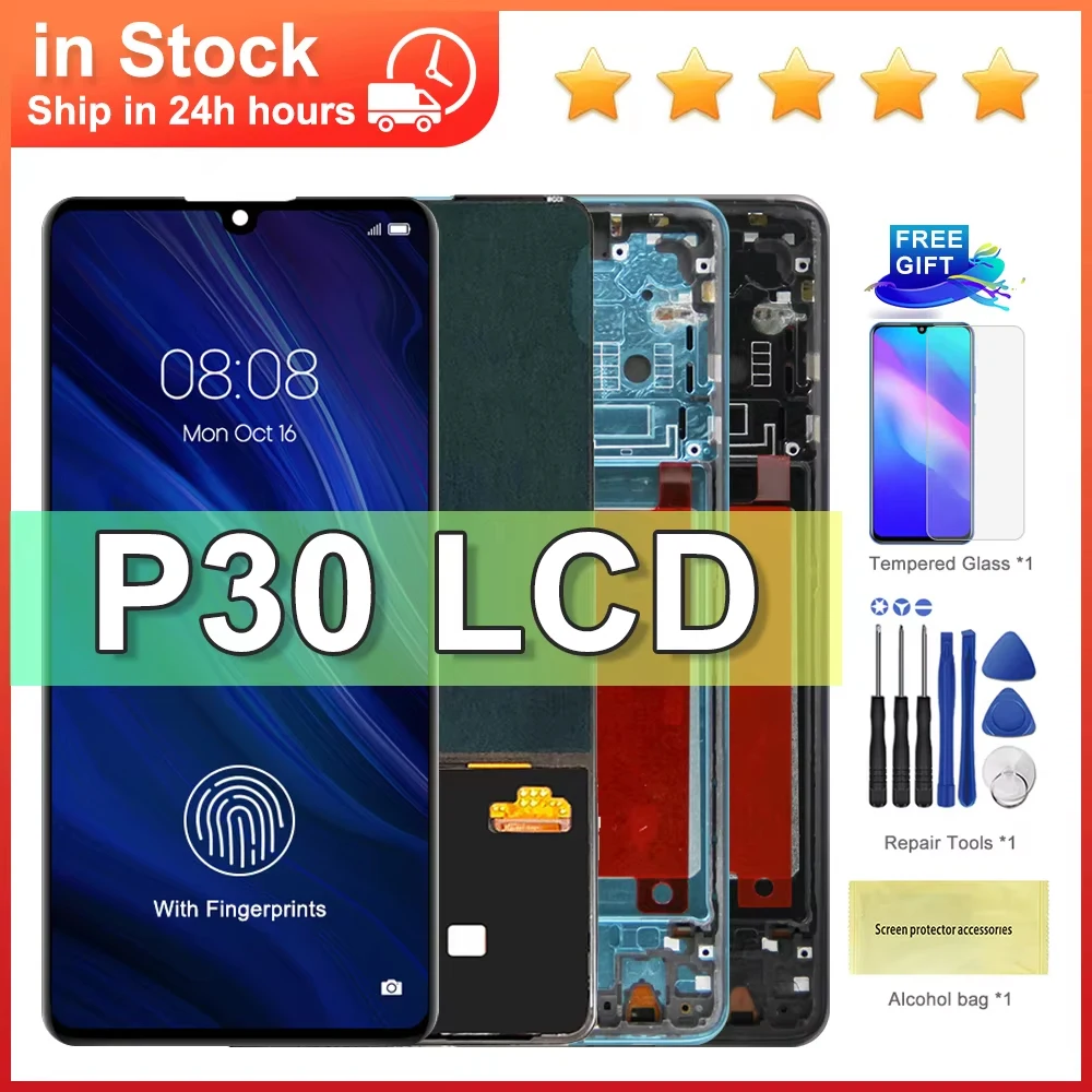 

6.1'' AMOLED Display for Huawei P30 Model Replacement LCD Touch Screen Digitizer Assembly Compatible with ELE-L29 ELE-L09 AL00
