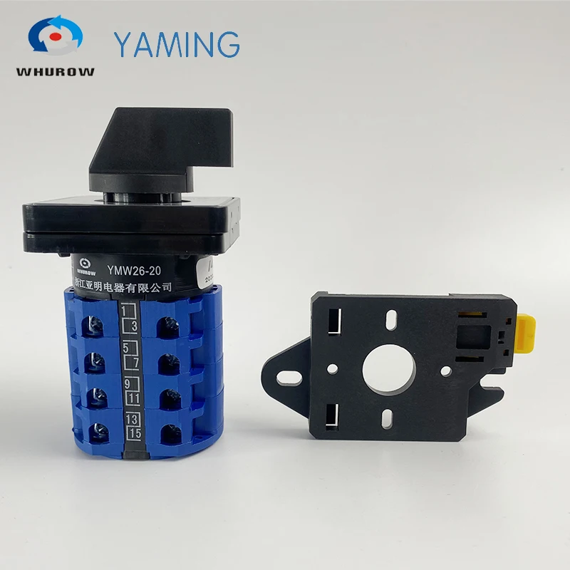 LW26-20 DIN Rail Mounted Multi Position Silver Contact Rotary Cam Switch 690V 20A 4 Level Changeover Selector YMW26 LW28 #3